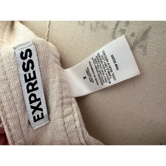 Express Womens Size 2 Beige Casual Linen Shorts - Picture 2 of 3